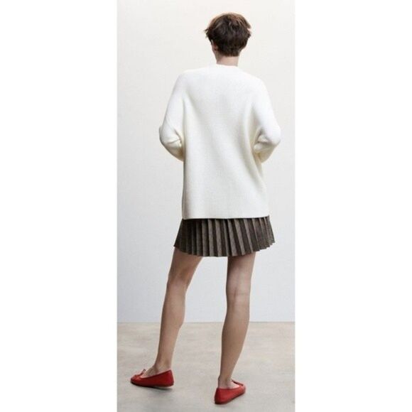 NWT Mango High Collar Ribbed Knit Sweater in Ecru - Picture 3 of 12